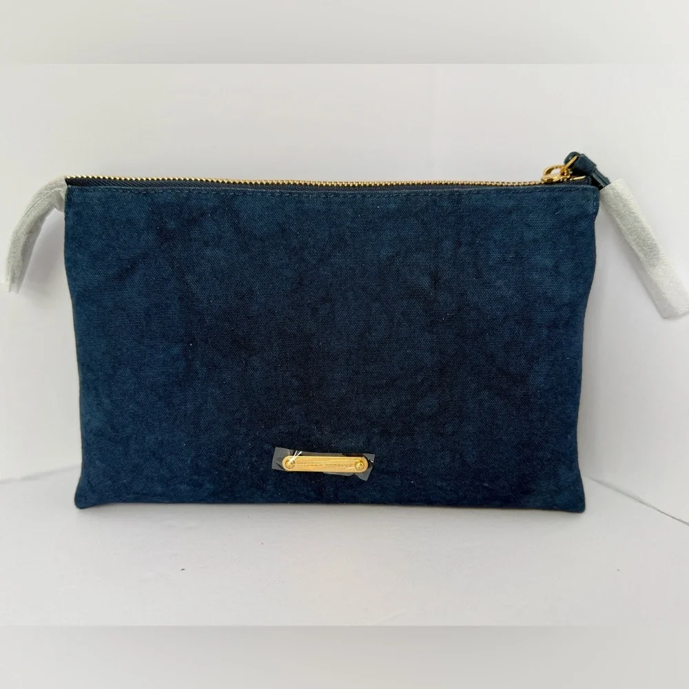 Rebecca Minkoff Bow Clutch Denim Blue NWT Wristlet Zip Pouch - Picture 2 of 8